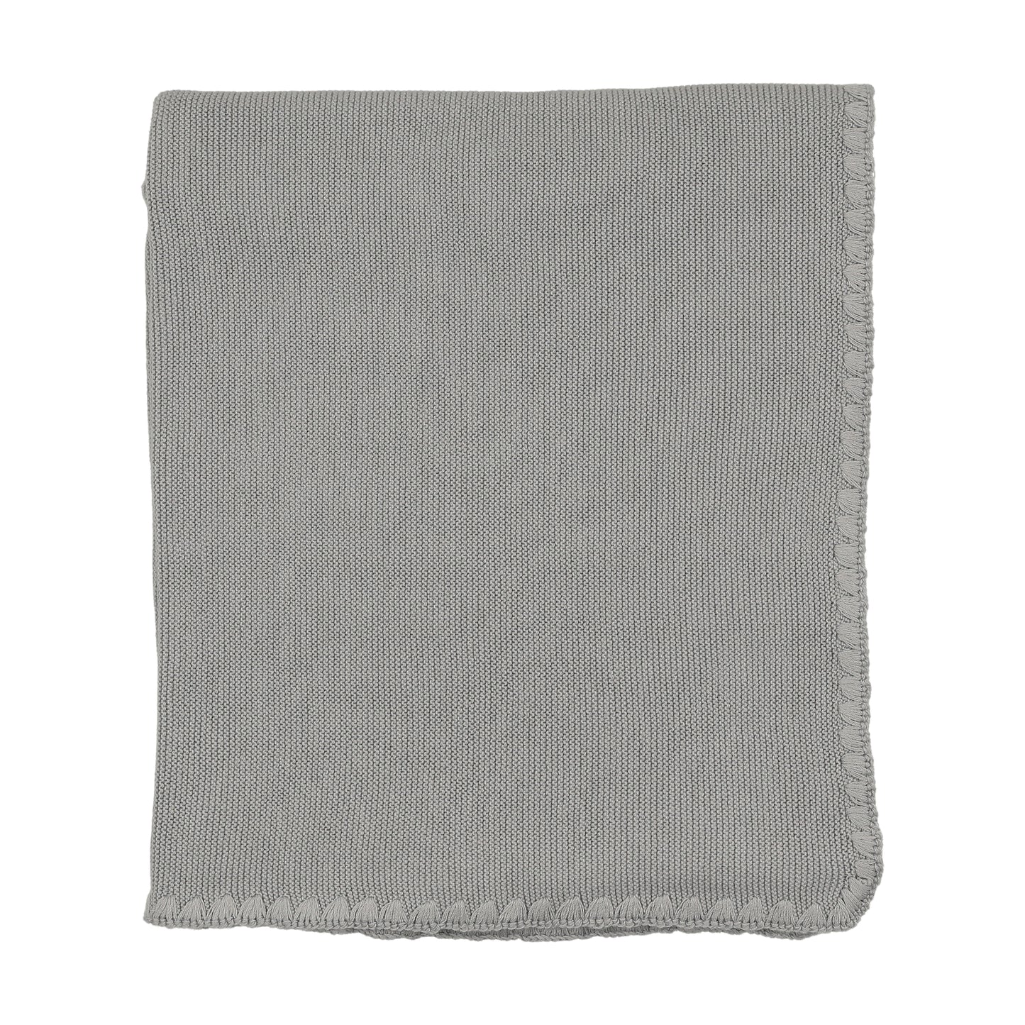 MEMA KNITS BLUE EMBROIDERED EDGE KNIT BLANKET