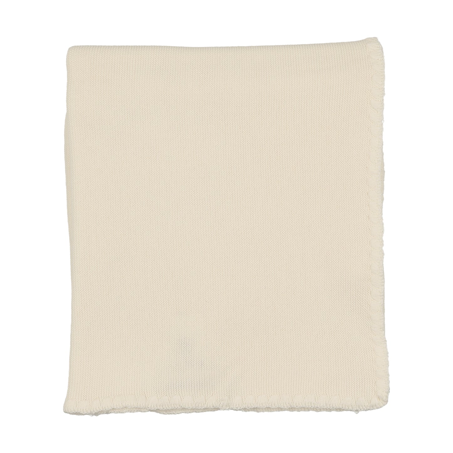 MEMA KNITS IVORY EMBROIDERED EDGE KNIT BLANKET