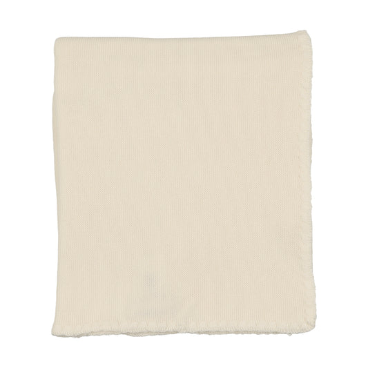 MEMA KNITS IVORY EMBROIDERED EDGE KNIT BLANKET