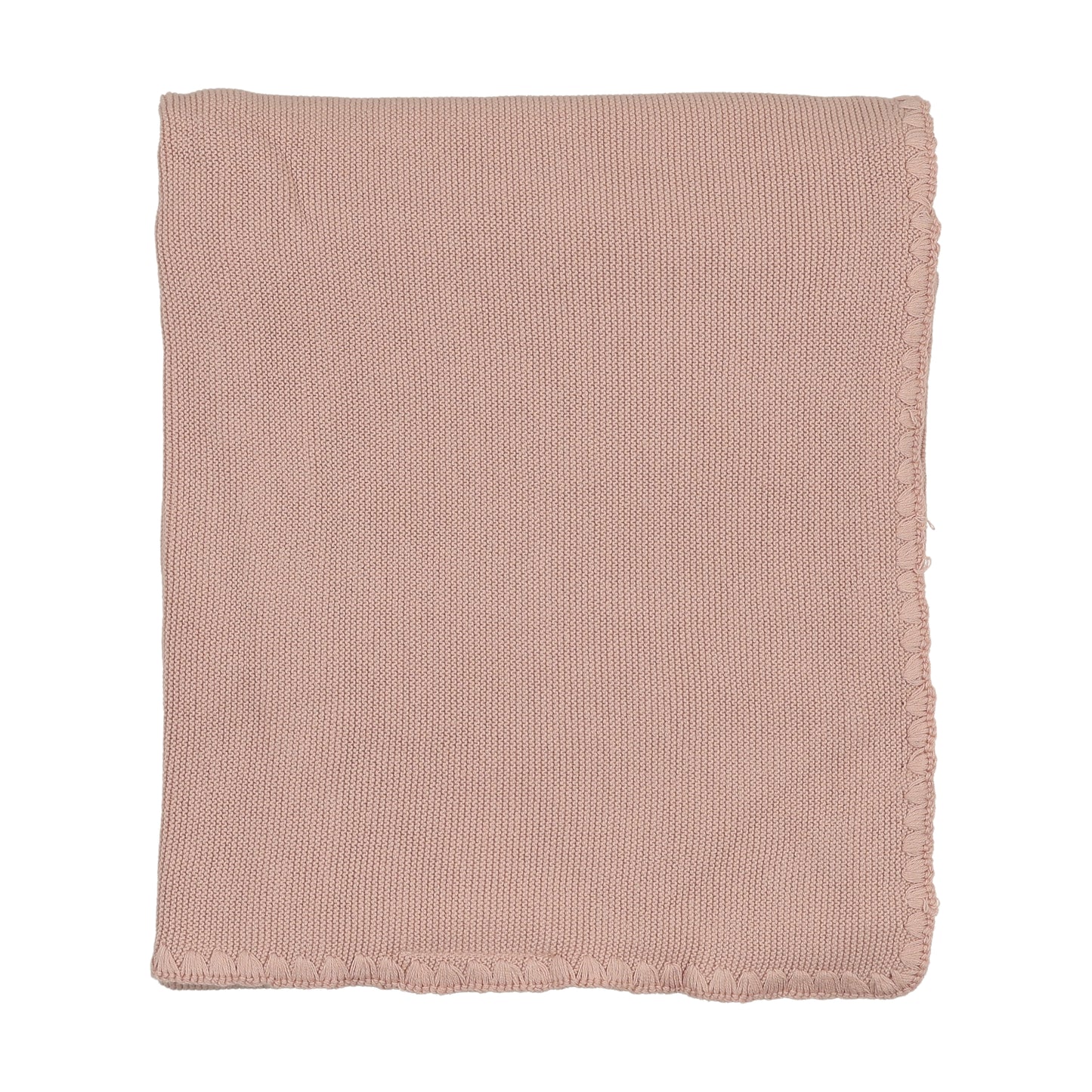 MEMA KNITS PALE PINK EMBROIDERED EDGE KNIT BLANKET