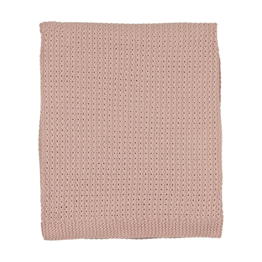 MEMA KNITS PALE PINK KNIT BLANKET