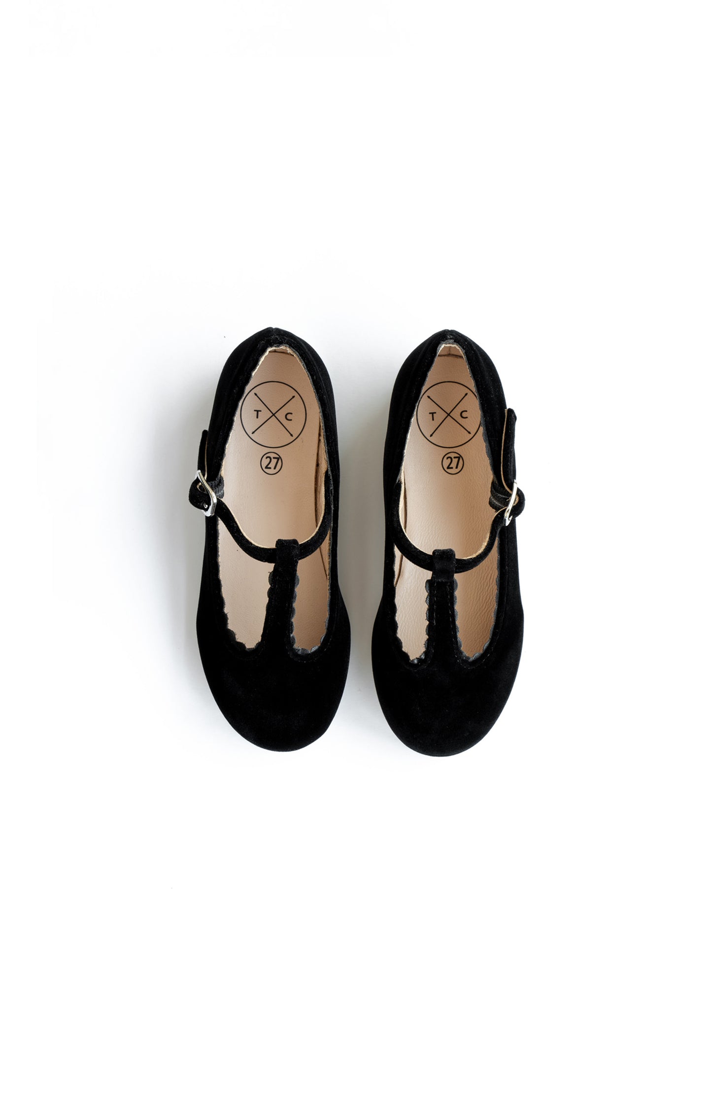 TANNERY & CO BLACK VELVET T-STRAP SHOE