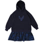 BOPOP NAVY FLORAL EMBROIDERED LOGO DRESS