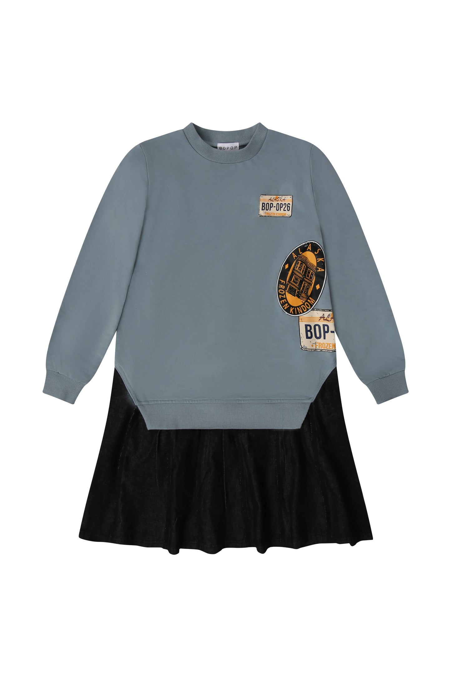 BOPOP BABY BLUE LICENSE PRINT DRESS