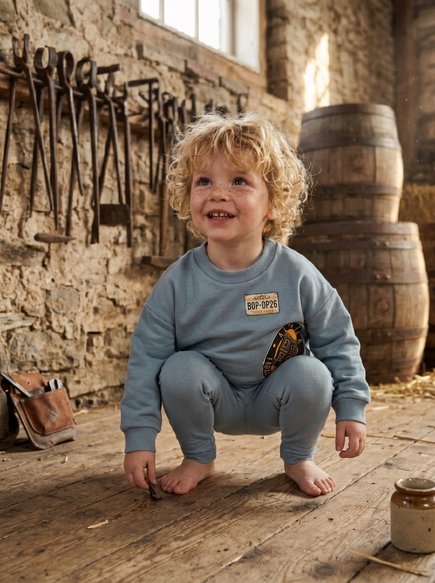 BOPOP BABY BLUE LICENSE PRINT SWEATSHIRT SET