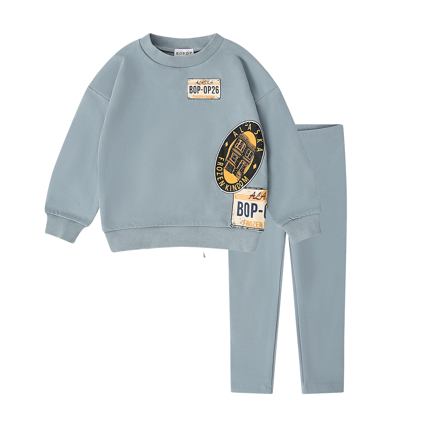 BOPOP BABY BLUE LICENSE PRINT SWEATSHIRT SET