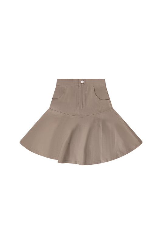 BOPOP TAUPE HERRINGBONE SKIRT