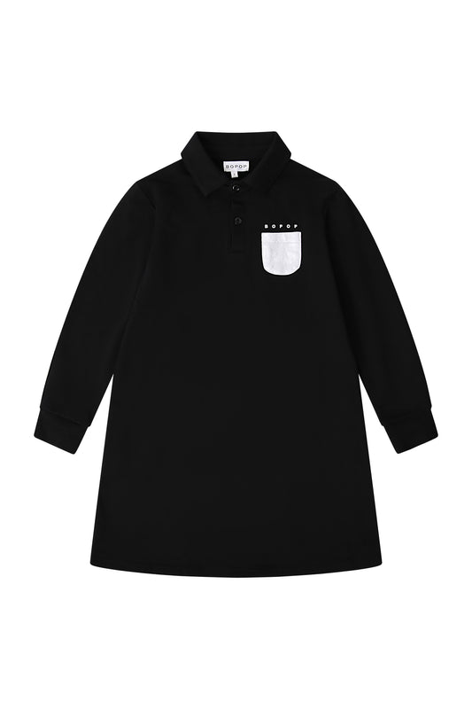 BOPOP BLACK/METALLIC POCKET DRESS