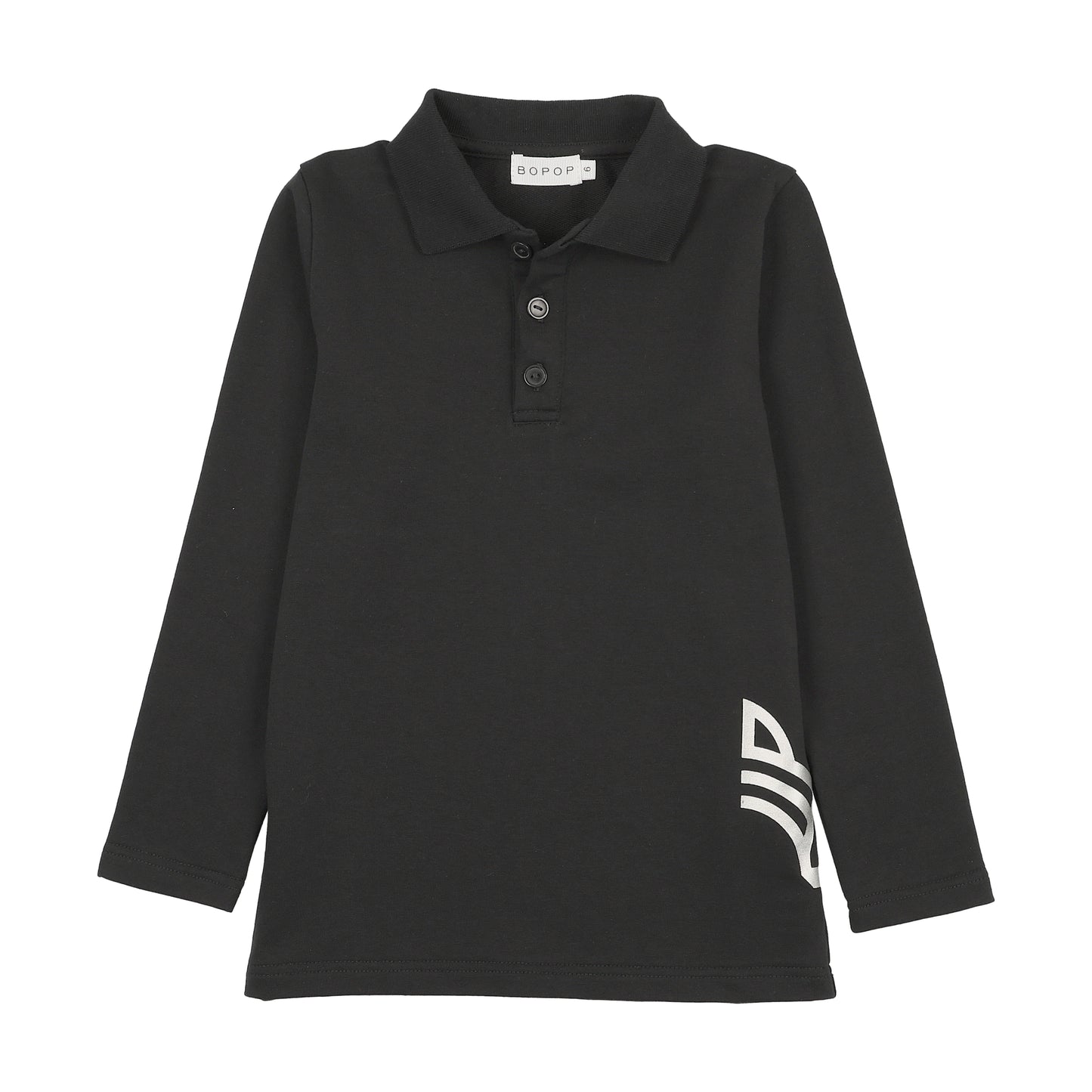 BOPOP BLACK/METALLIC EMBLEM DETAIL POCKET POLO SHIRT