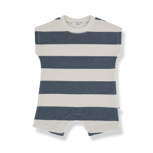 1 + IN THE FAMILY NAVY STRIPE TERRY ROMPER