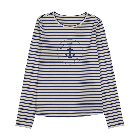 FROO STYLE NAVY STRIPED ANCHOR T-SHIRT