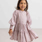 MARMAR COPENHAGEN DUSTY PINK LINEAR FLORAL PUFF SLEEVE DRESS