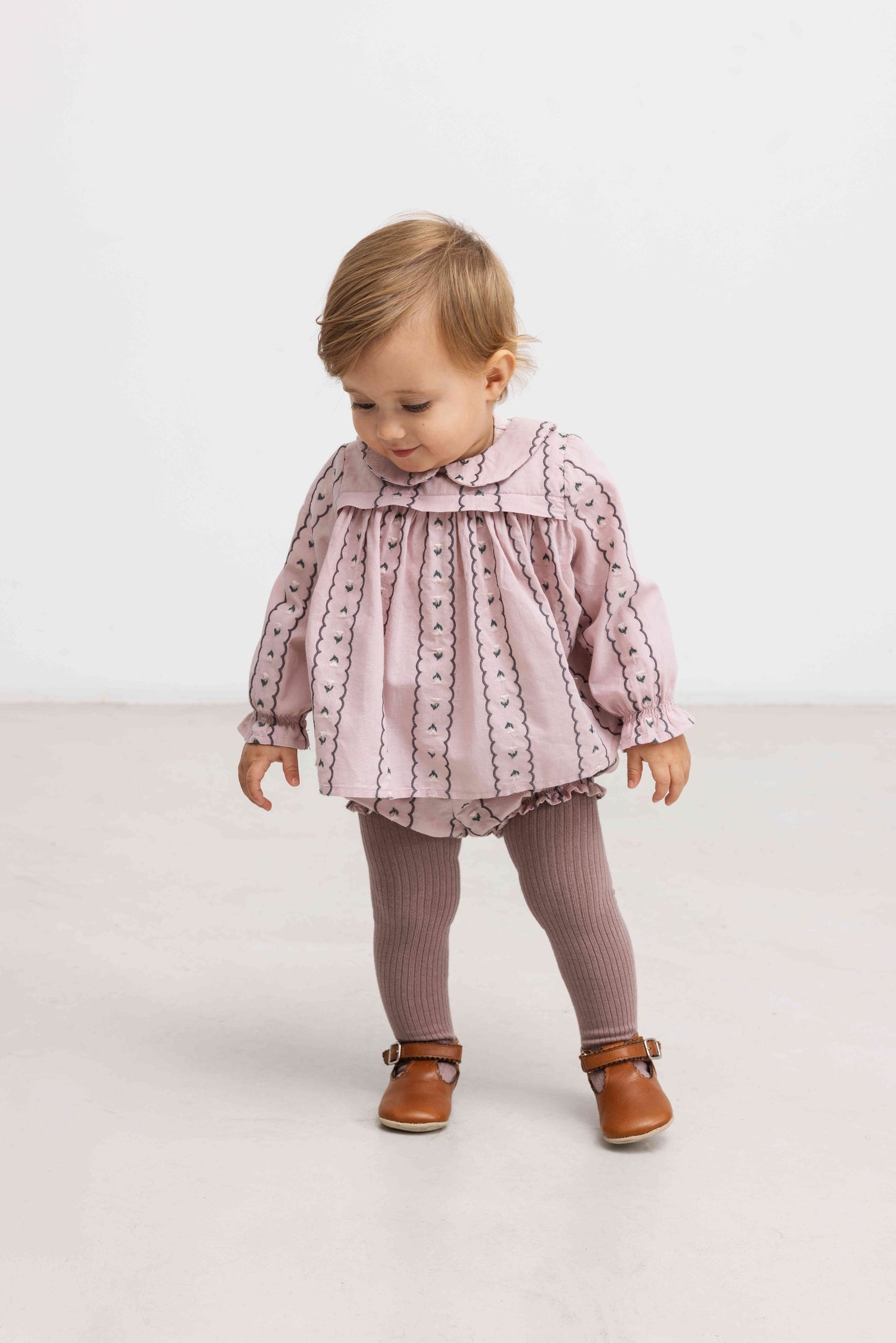 MARMAR COPENHAGEN DUSTY PINK LINEAR FLORAL BLOOMER SET