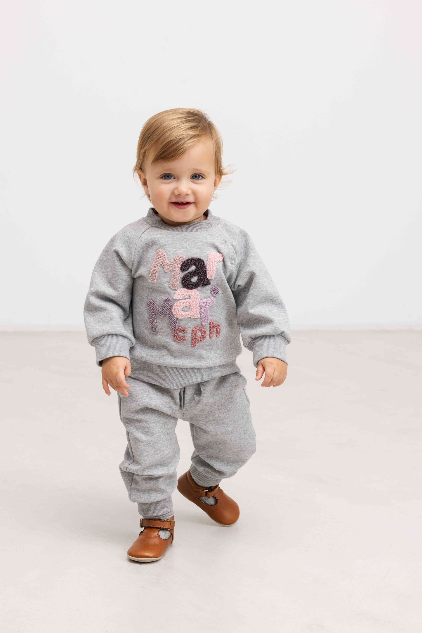 MARMAR COPENHAGEN GREY/PINK STACKED LOGO SWEATSHIRT