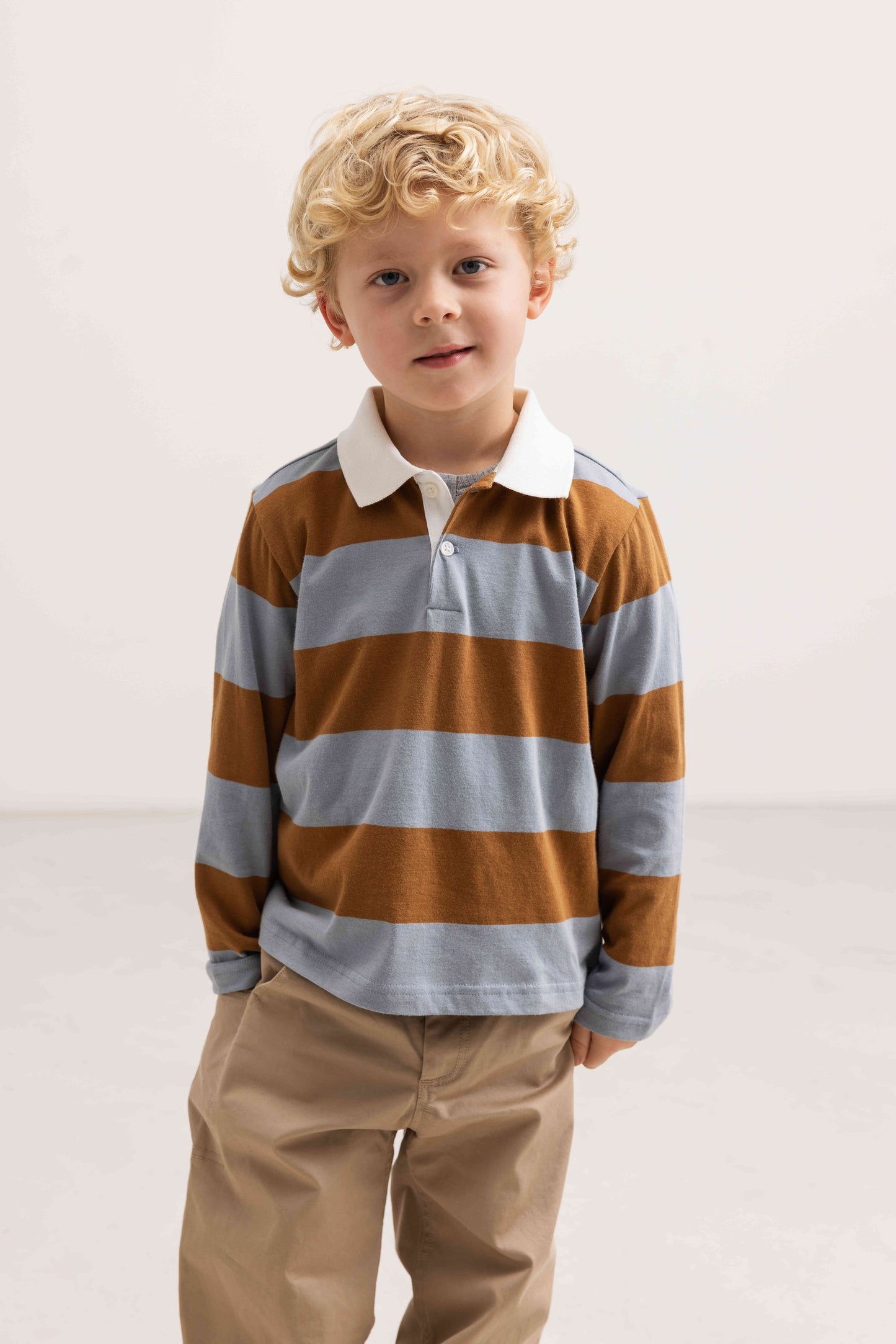 MARMAR COPENHAGEN BLUE/CAMEL WIDE STRIPE POLO