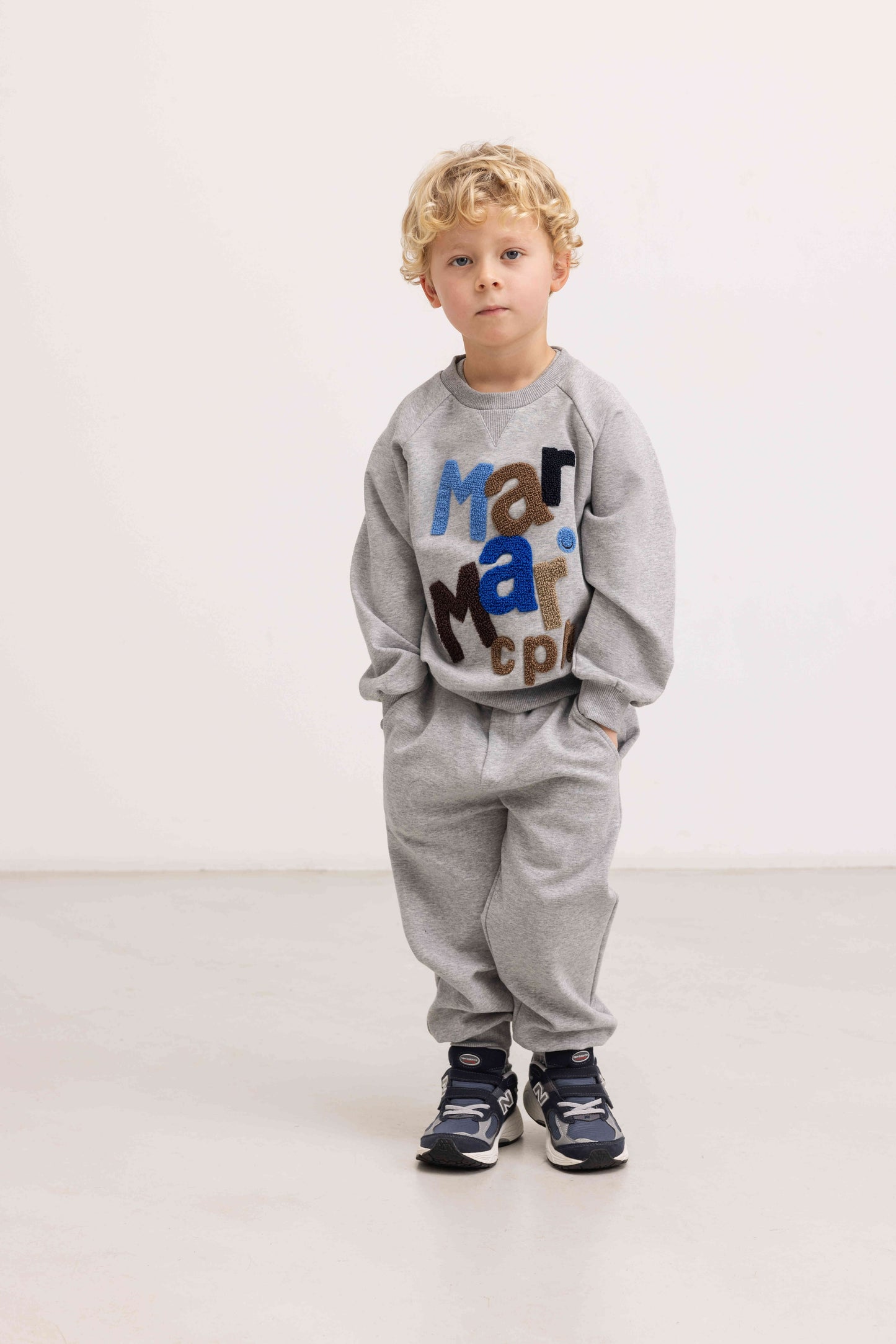 MARMAR COPENHAGEN GREY/BLUE STACKED LOGO SWEATSHIRT