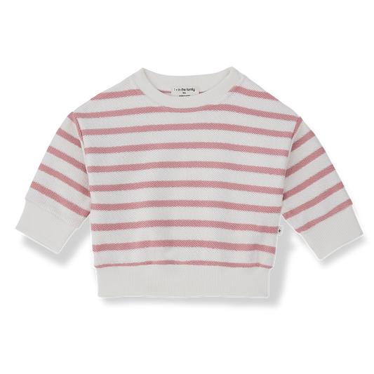 1+ IN THE FAMILY WHITE/PINK STRIPED TOP