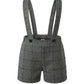 PERNILLE CHARCOAL CHECKERED SUSPENDER SHORTS