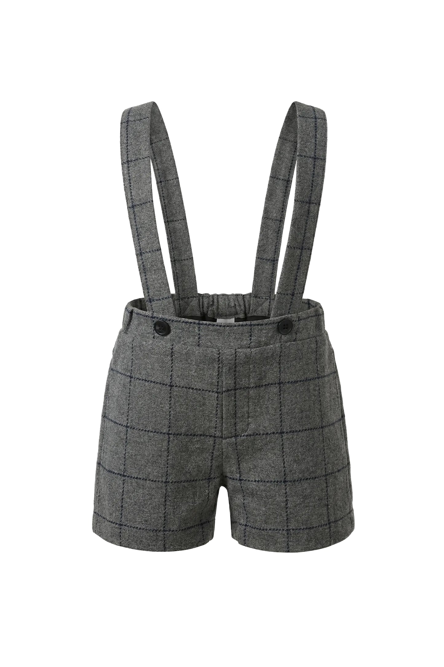 PERNILLE CHARCOAL CHECKERED SUSPENDER SHORTS