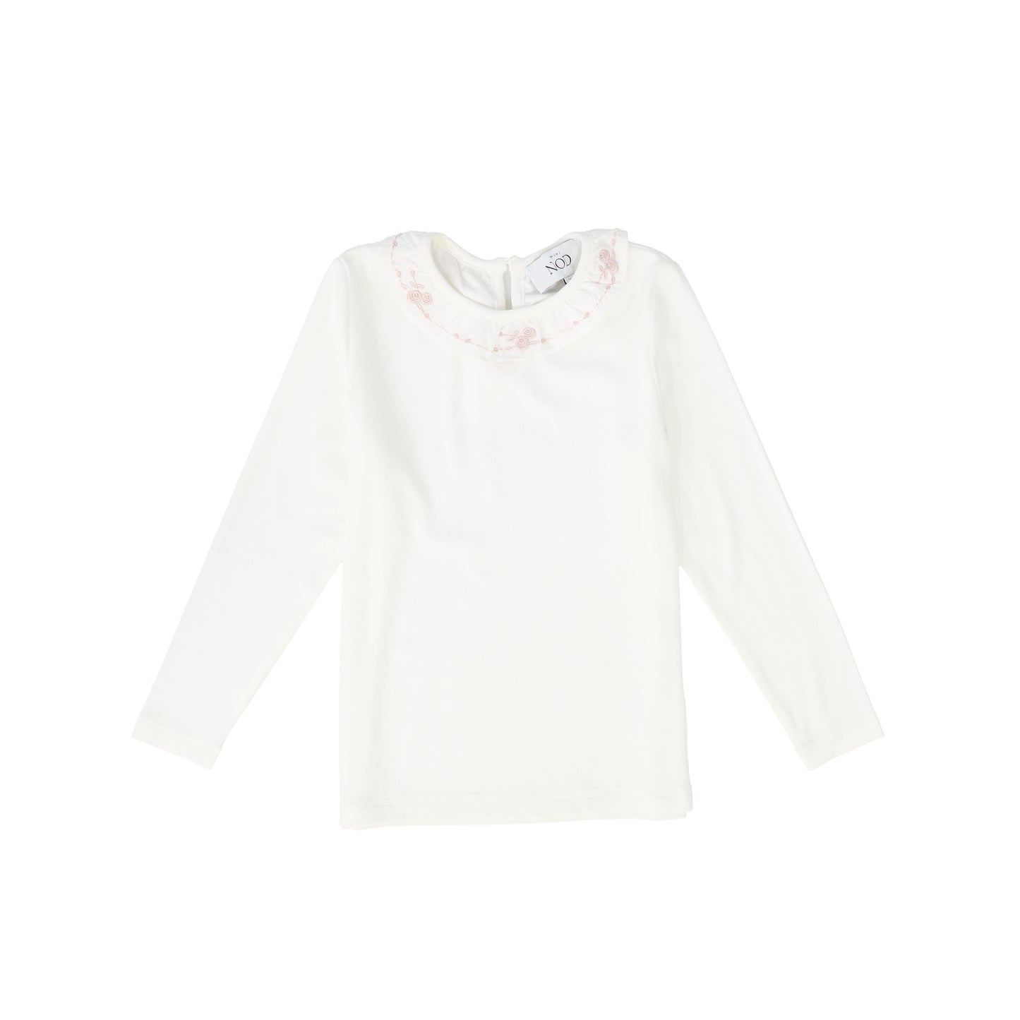 MINI NOD WHITE/PINK EMBROIDERED RUFFLE T-SHIRT [FINAL SALE]