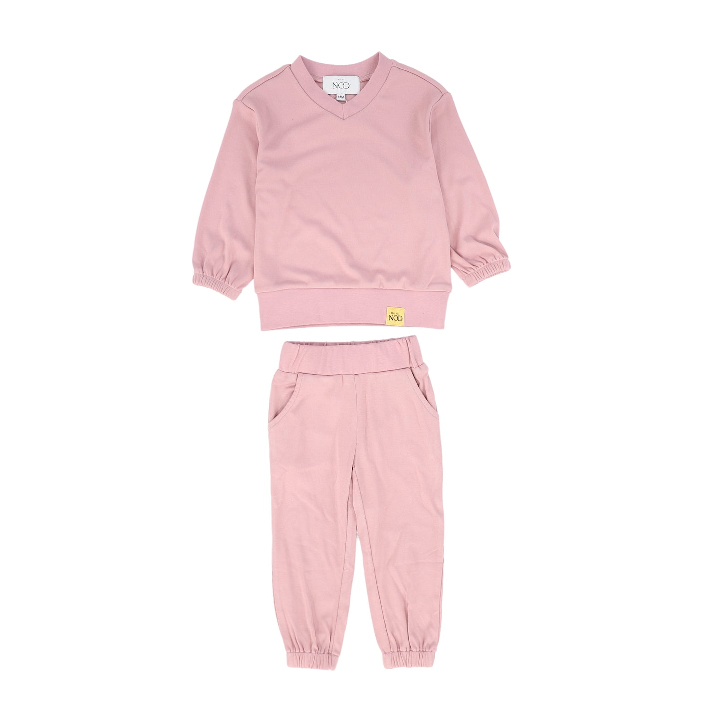 MINI NOD PINK V-NECK PAJAMA SET