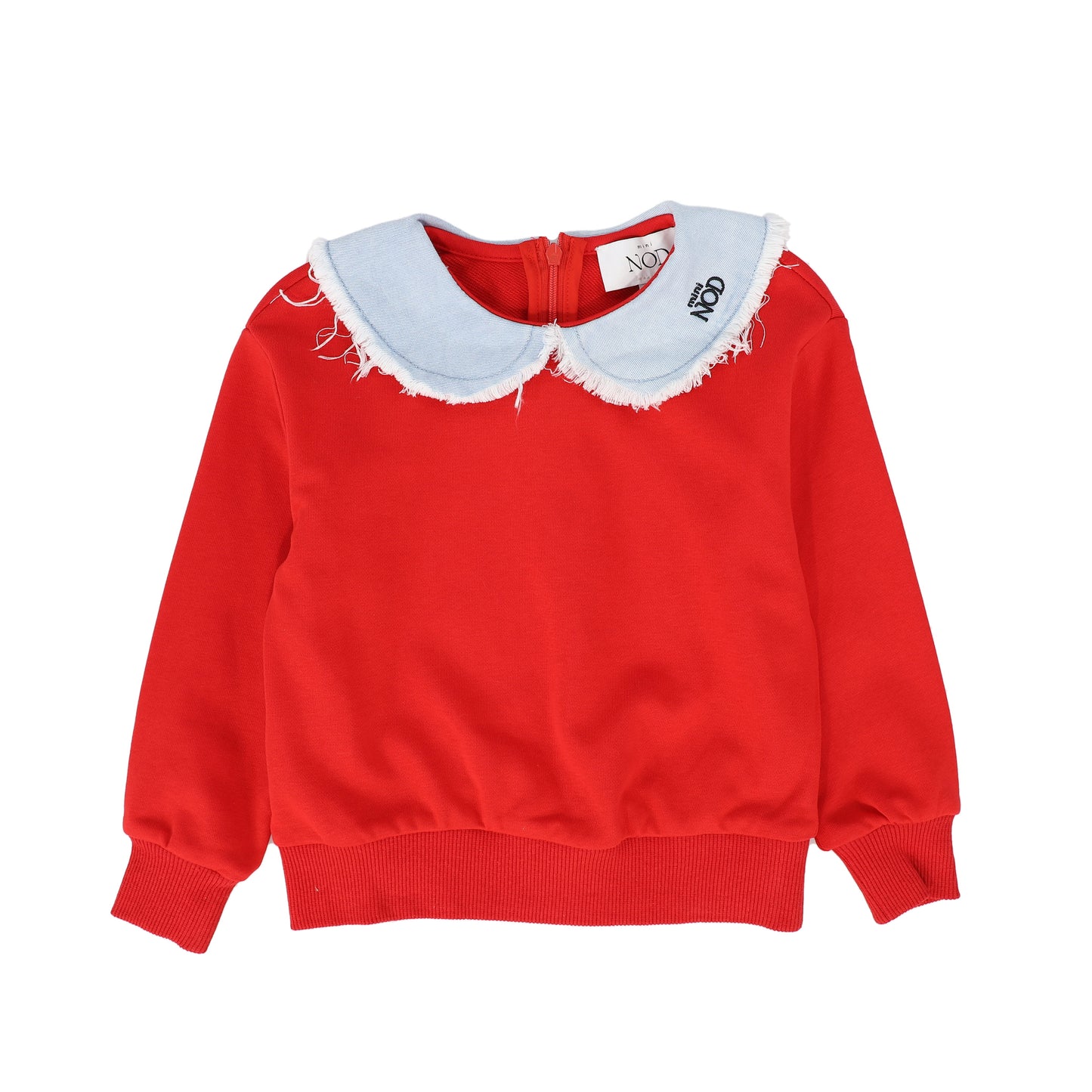 MINI NOD RED/DENIM ROUNDED COLLAR SWEATSHIRT