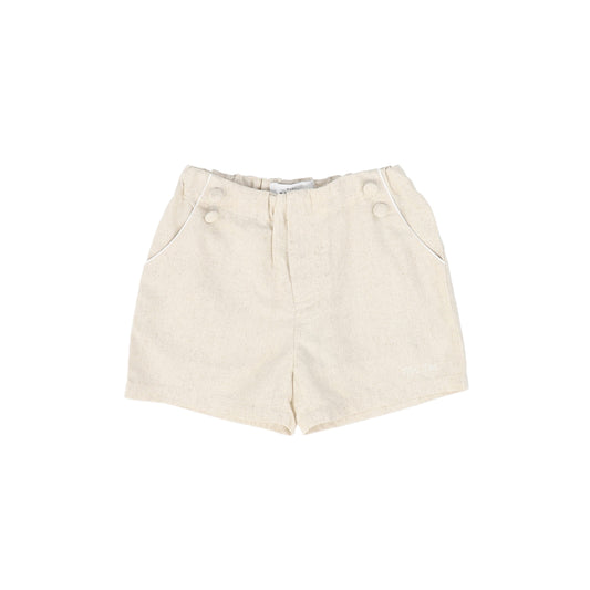 MINI NOD BEIGE LINEN BUTTON SHORTS