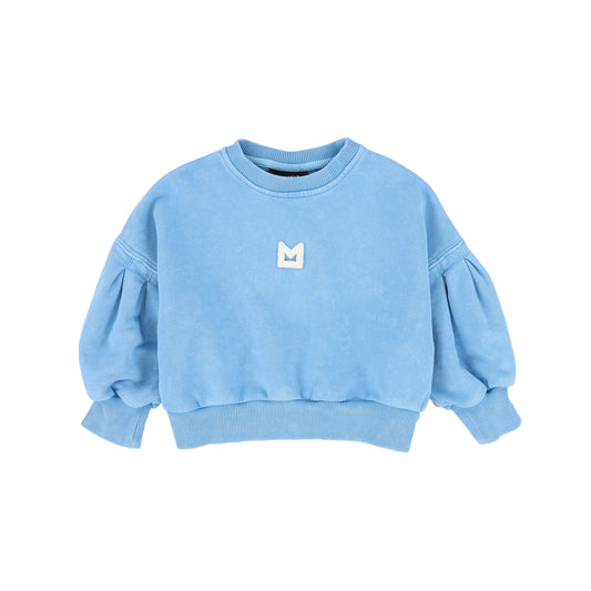 MINIKID BLUE PUFF SLEEVE SWEATSHIRT