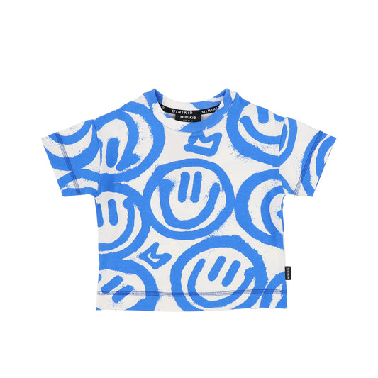 MINIKID ROYAL BLUE SMILE PRINT T-SHIRT