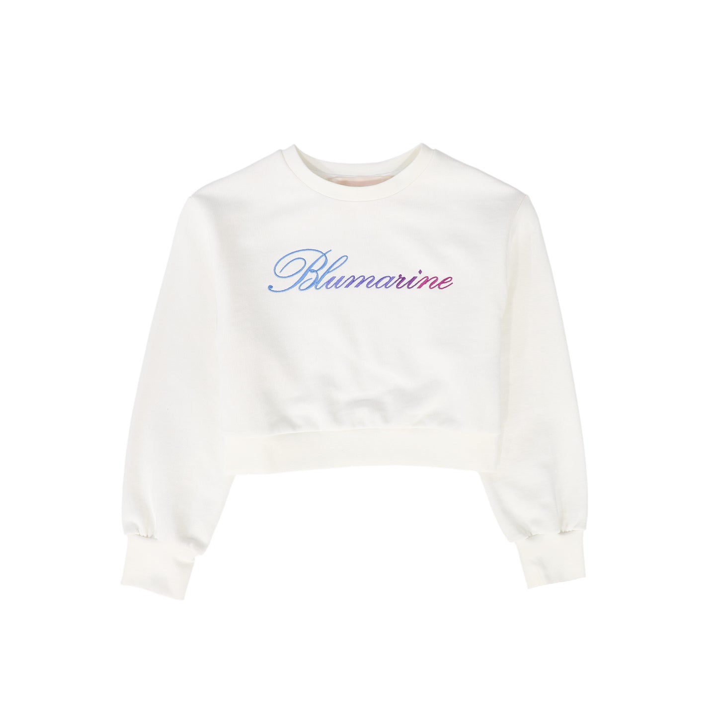 MISS BLUMARINE IVORY/LIGHT BLUE LOGO SWEATSHIRT