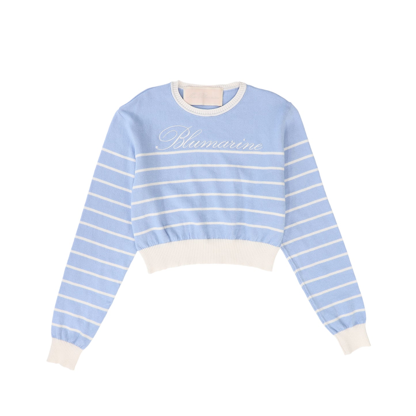 MISS BLUMARINE LIGHT BLUE/IVORY STRIPED SWEATER