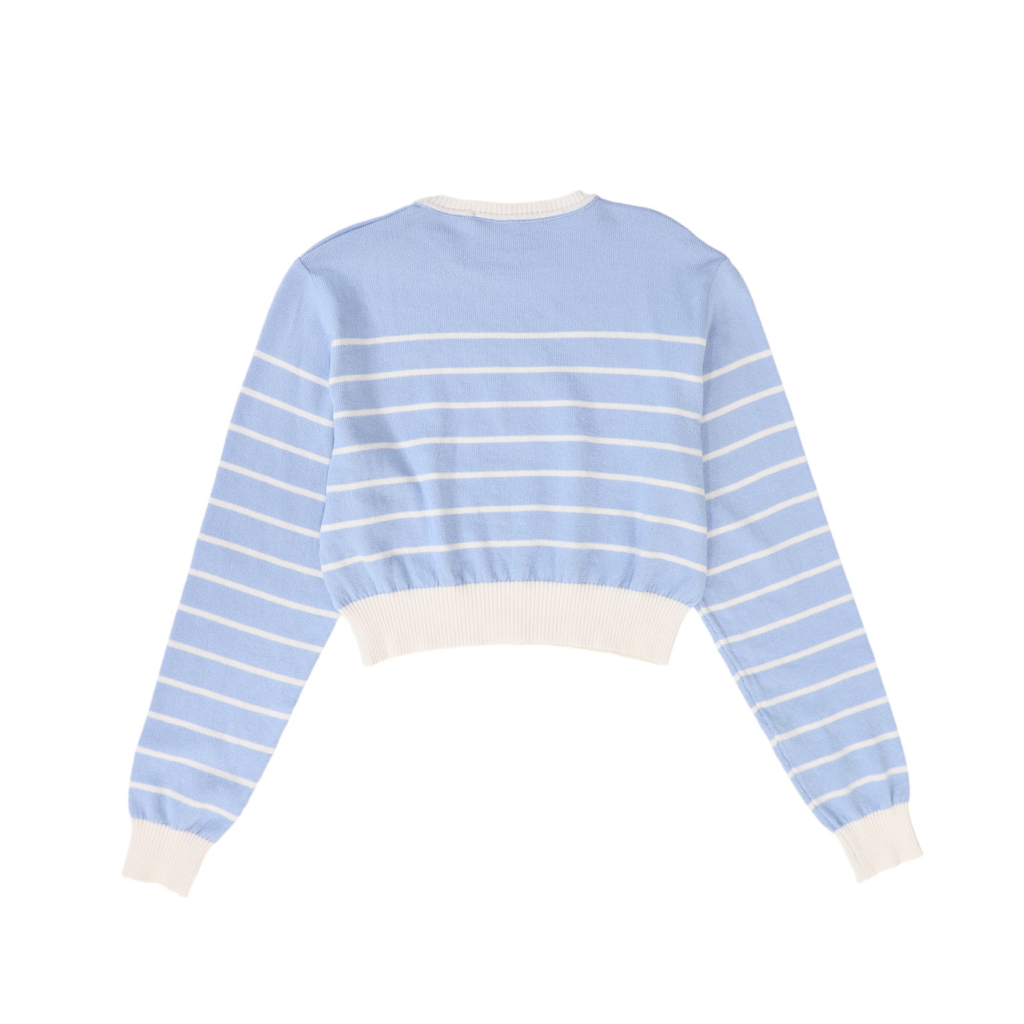 MISS BLUMARINE LIGHT BLUE/IVORY STRIPED SWEATER