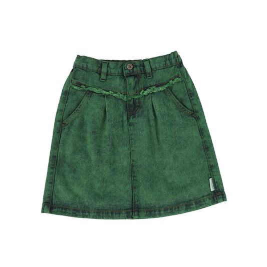 PIUPIUCHICK GREEN DENIM FLARE SKIRT