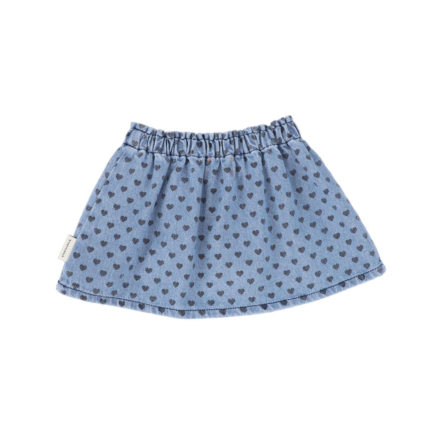 PIUPIUCHICK BLUE DENIM HEART PRINT SKIRT
