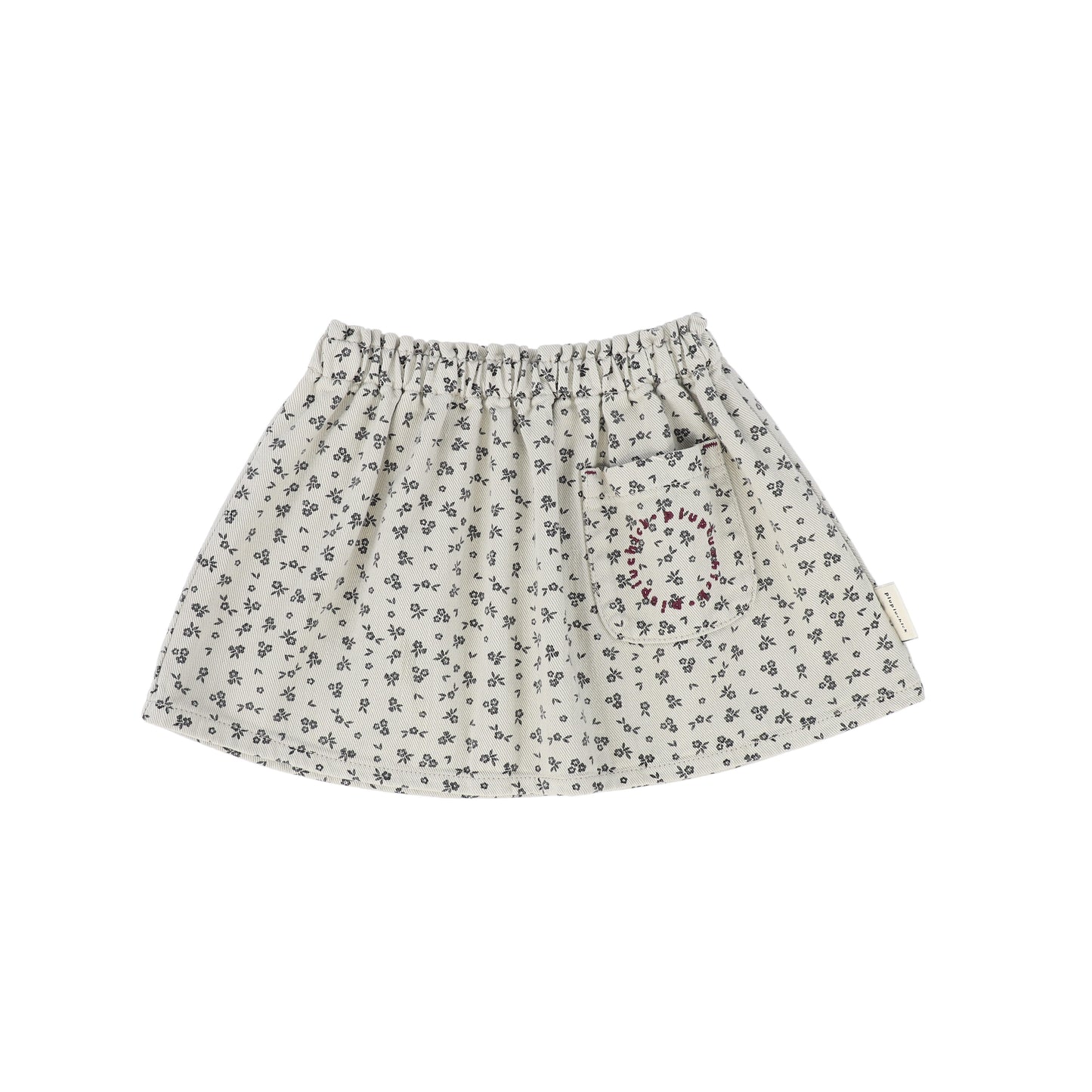 PIUPIUCHICK GREY DENIM TINY FLORAL POCKET SKIRT