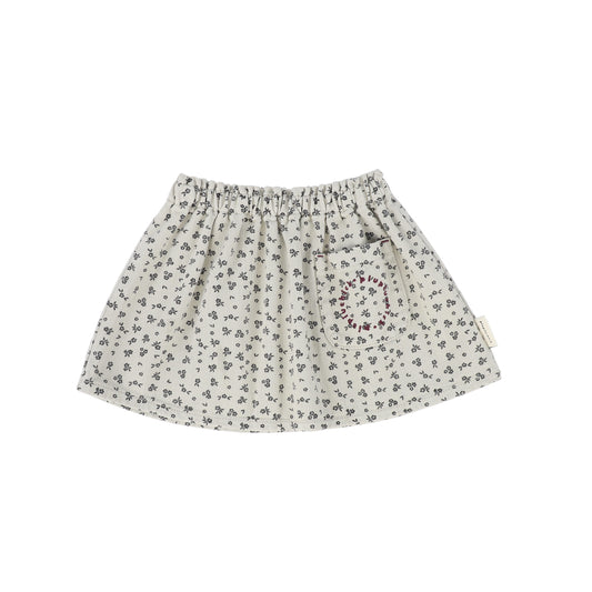 PIUPIUCHICK GREY DENIM TINY FLORAL POCKET SKIRT