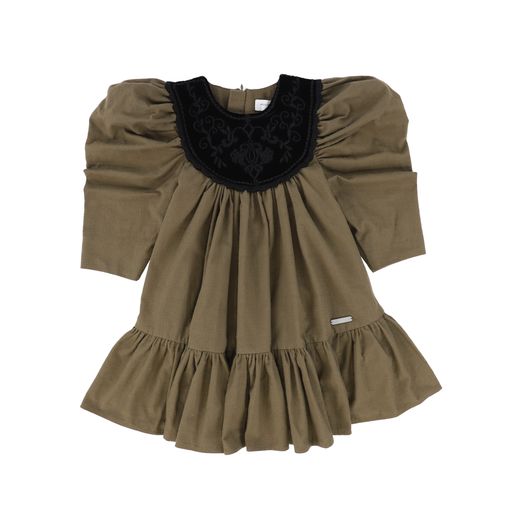 JESSIE AND JAMES OLIVE GREEN WITH BLACK BIB DRESS [Final Sale]