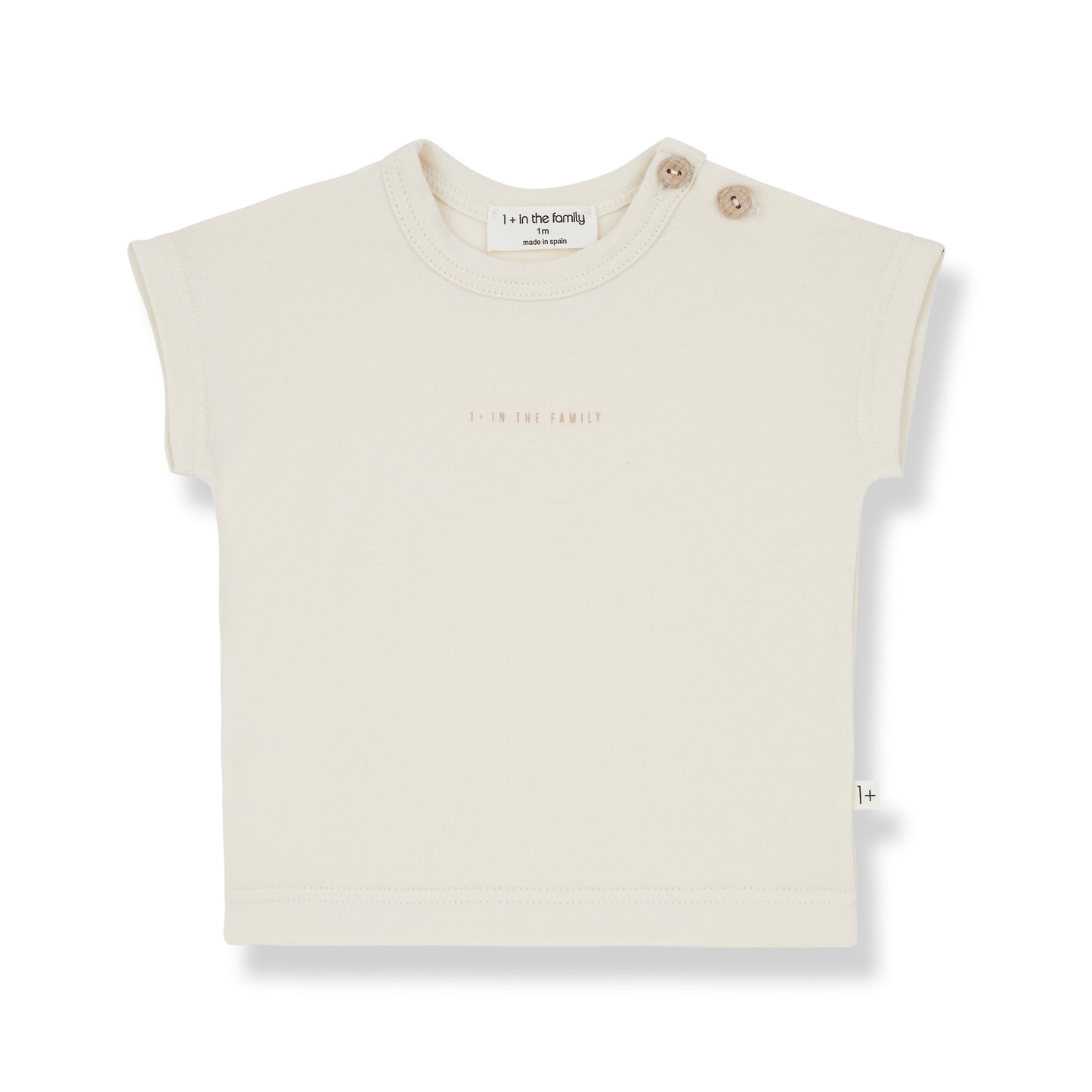 1 + IN THE FAMILY IVORY BUTTON SHOULDER SS TEE [FINAL SALE]