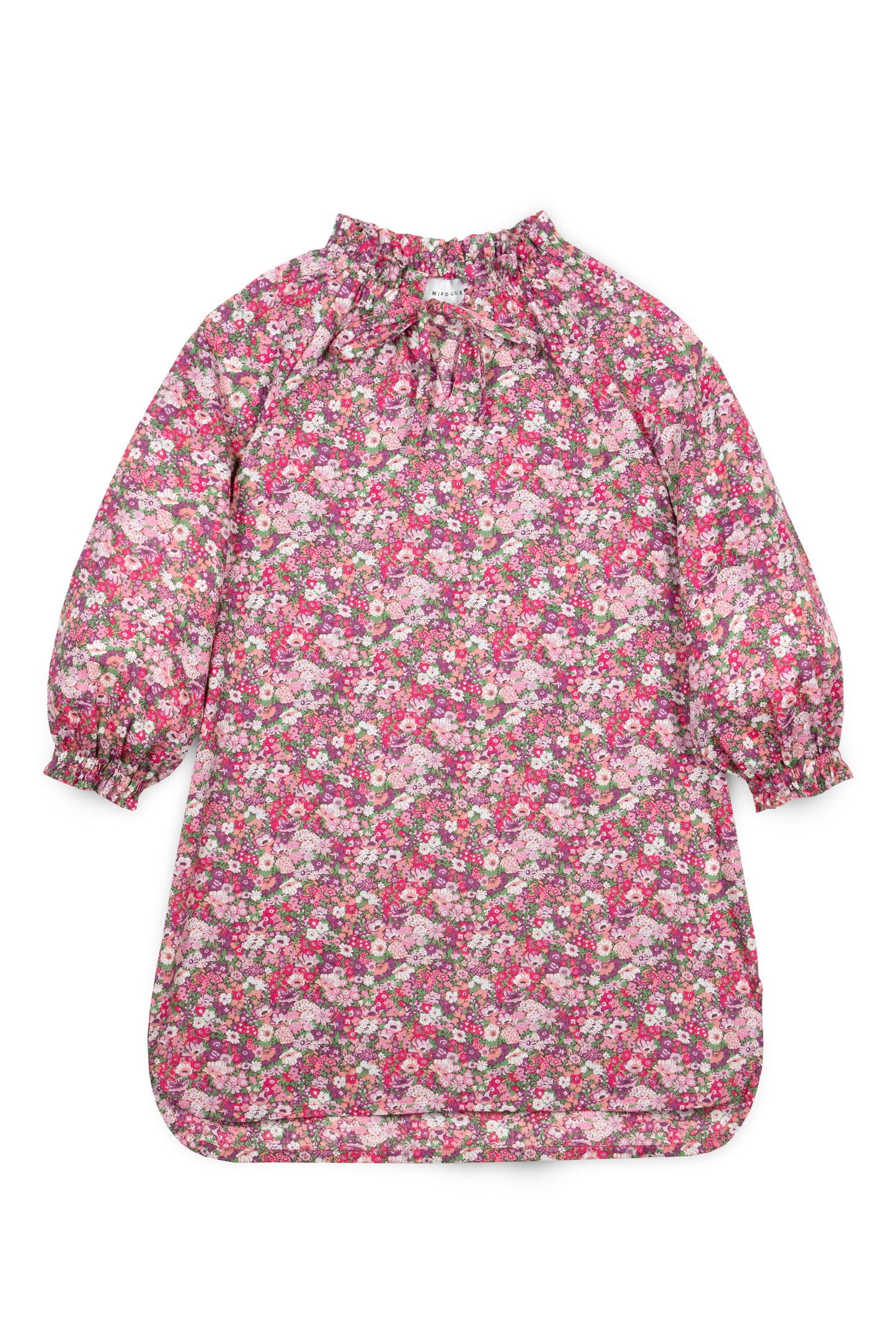 MIPOUNET PINK FLORAL RUFFLE COLLAR DRESS [FINAL SALE]