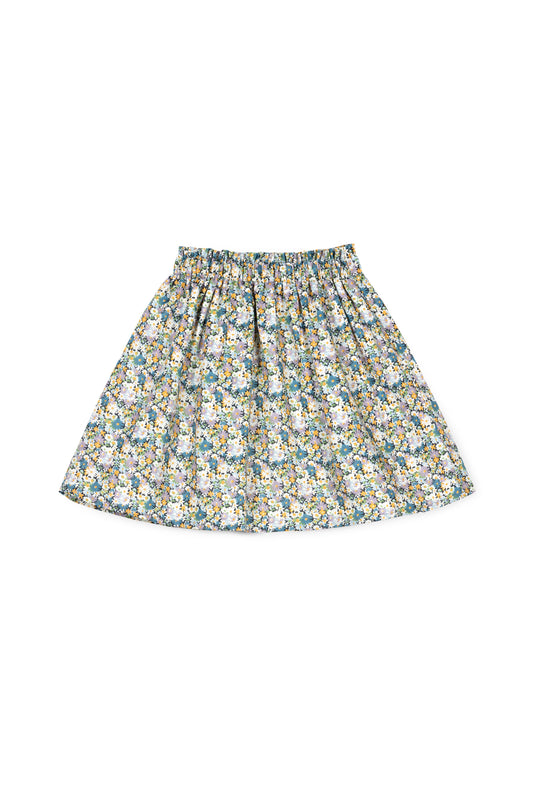 MIPOUNET YELLOW/BLUE FLORAL FLARE SKIRT [FINAL SALE]