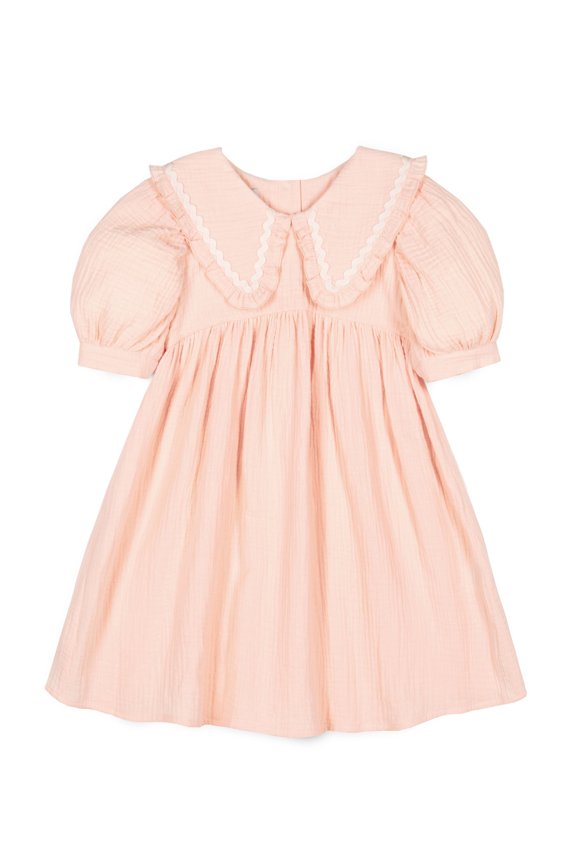 MIPOUNET PEACH COLLARED PUFF SLEEVE DRESS