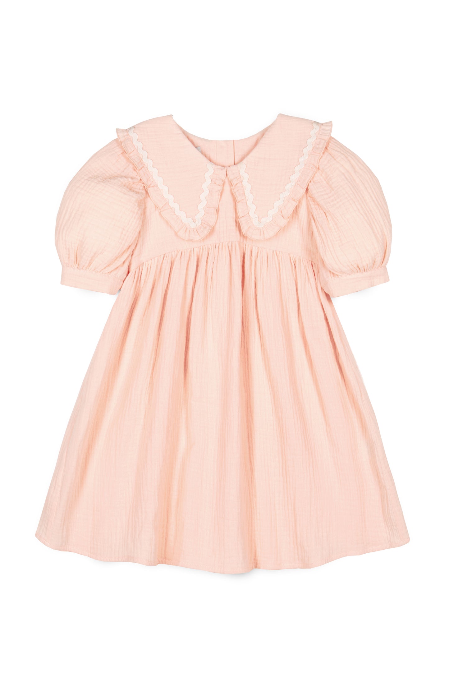 MIPOUNET PEACH COLLARED PUFF SLEEVE DRESS [FINAL SALE]