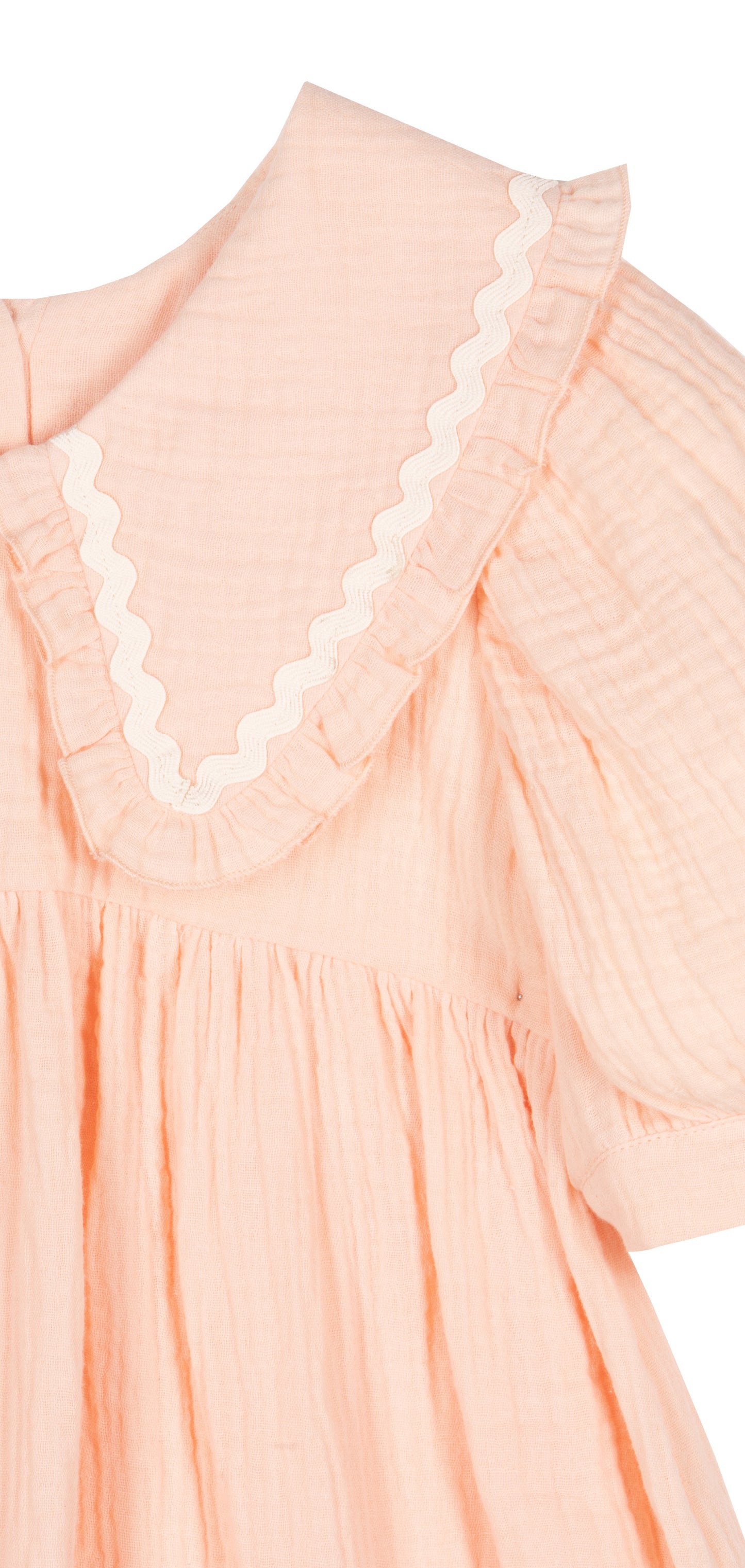 MIPOUNET PEACH COLLARED PUFF SLEEVE DRESS [FINAL SALE]