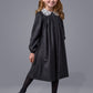 MADAME TI BLACK EMBROIDERED PETER PAN COLLAR DRESS