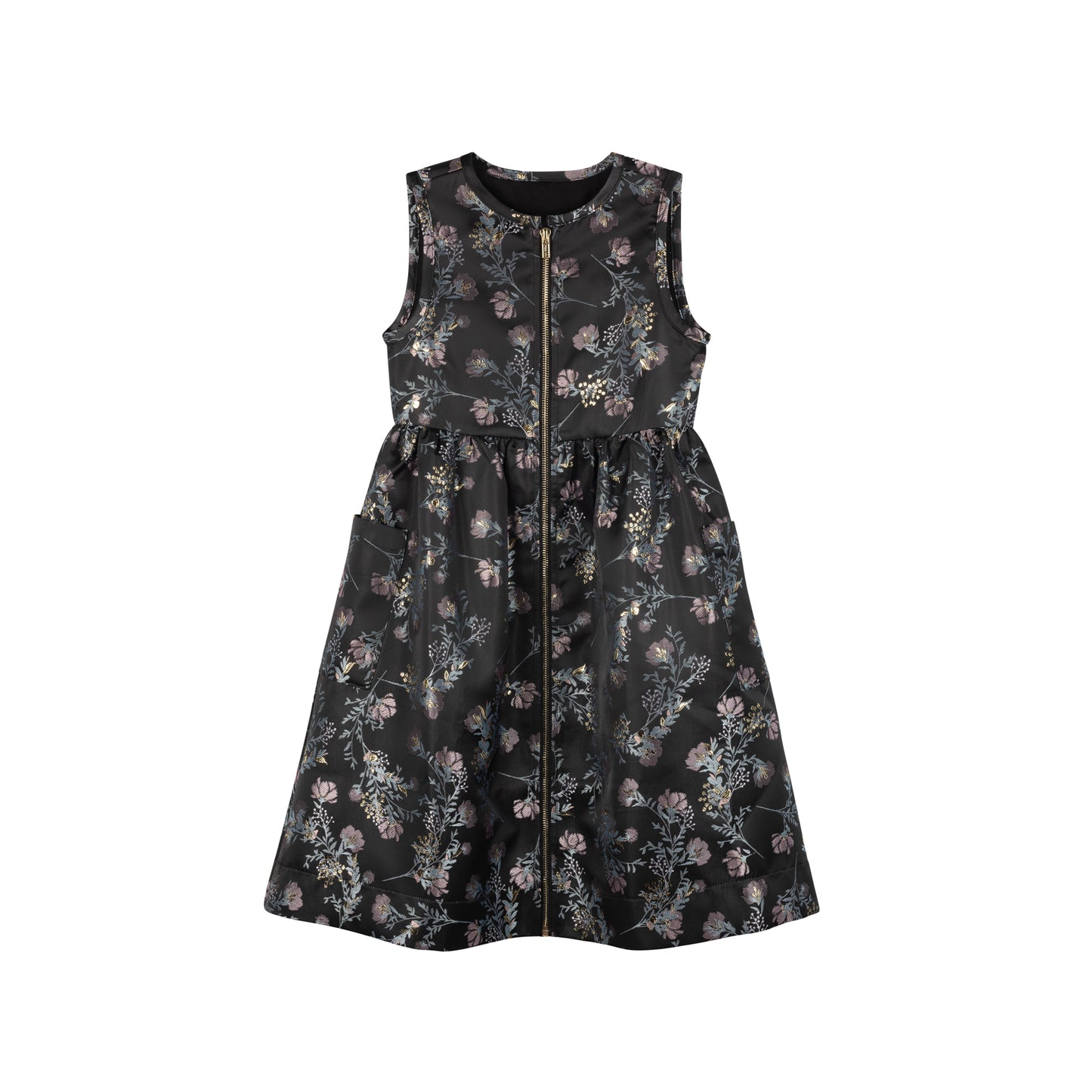 MADAME TI BLACK FLORAL ZIPPER JUMPER