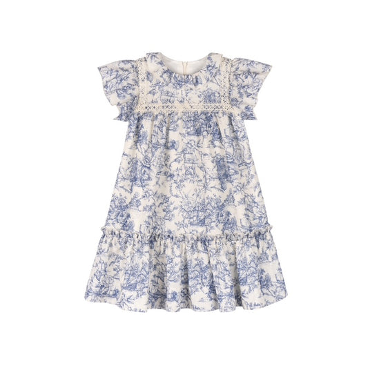 MADAME TI BLUE/WHITE FLORAL COLLAR DRESS