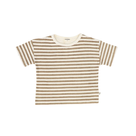 MY LITTE COZMO BROWN/BEIGE STRIPED TERRY TSHIRT