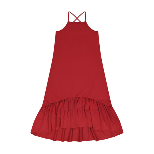 RETRO KID BURGUNDY CRISS CROSS MAXI DRESS