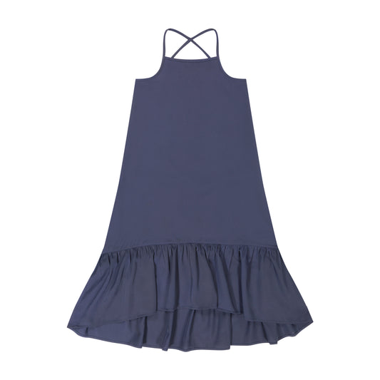 RETRO KID NAVY CRISS CROSS MAXI DRESS