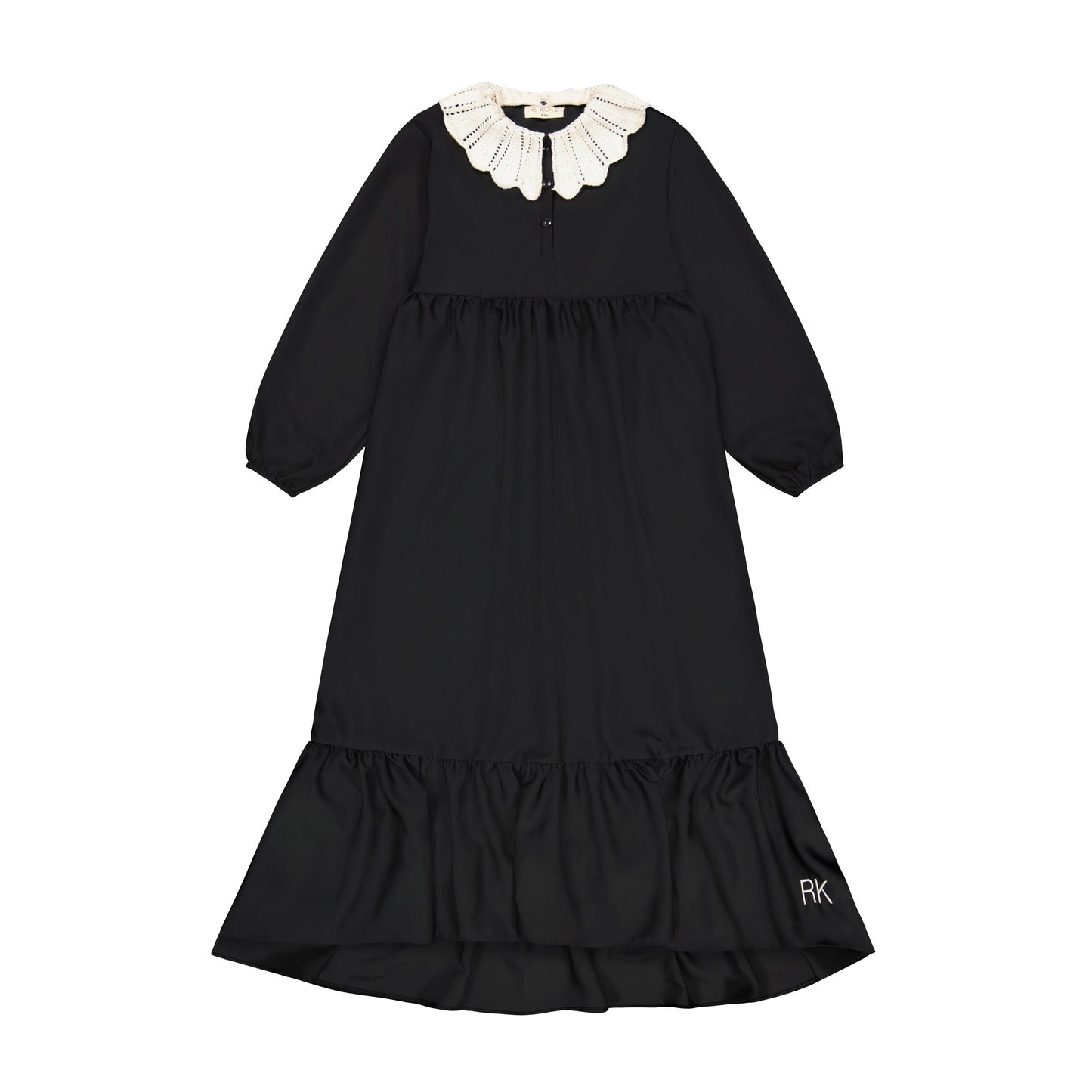 RETRO KID BLACK KNIT COLLAR MAXI DRESS